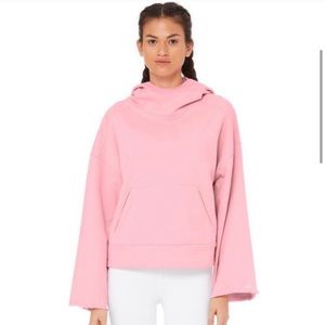 ALO YOGA Low Key Wide Sleeve Hoodie Pink M NWT